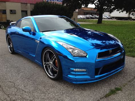 Nissan GT-R Wrapped in Blue Chrome