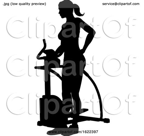 Gym Woman Silhouette Elliptical Cross Fit Machine By