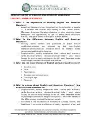 Survey Of English And American Literature Docx Subject Survey Of