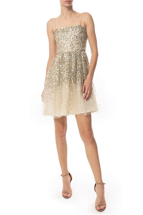 Dress Go Vestido Curto Paet Dourado Dg Aluguel De