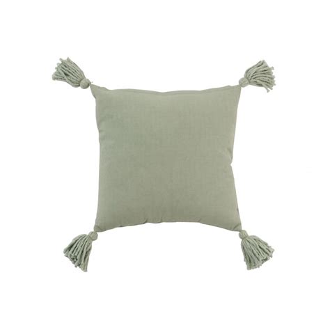 Coussin carré style macramé en coton vert 45x45cm