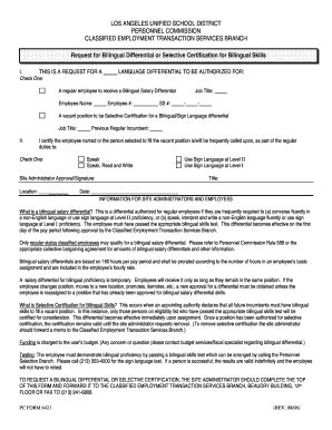 Fillable Online Pc Form Request For Bilingual Differential Fax