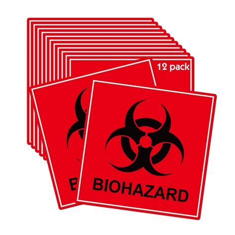 Biohazard Stickers Signs 4 X 4 Hazardous Materials Warning Label