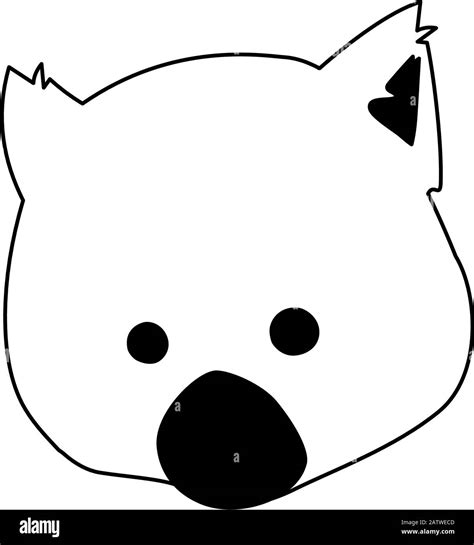 Head Of Wombat On White Background Vector Illustration Design Stock