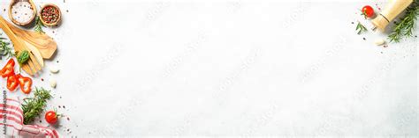 Healthy food background on white. Long banner format. Stock Photo ...