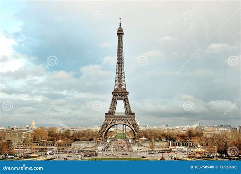 Eiffel Tower Panoramic View from Trocadero, Paris, France Stock Photo ...