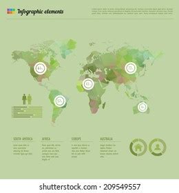 World Map Infographic Chart Population Stock Vector Royalty Free