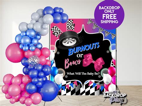 Burnouts Bows Backdrop Banner Burnouts Bows Boy Girl Gender Etsy