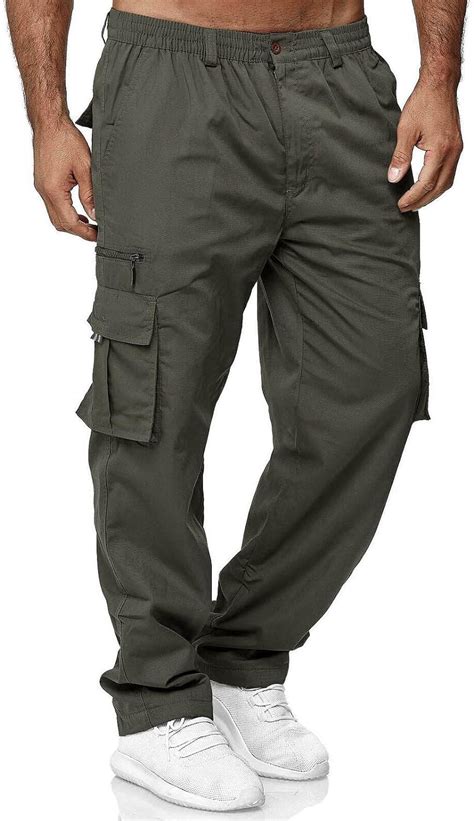 SSLLM Herren Cargo Hose Lange Regular Fit Arbeitshose Cargohose Mit