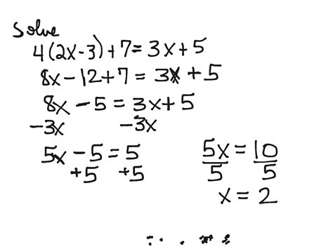 Multi Step Equation 1 Math Algebra Solving Equations Showme