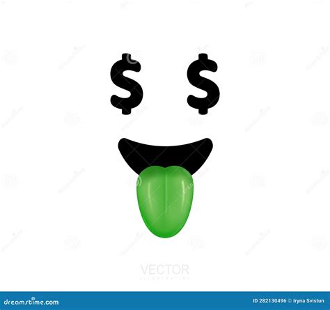 Dollar Eyes Money Face With Green Tongue Stock Illustration