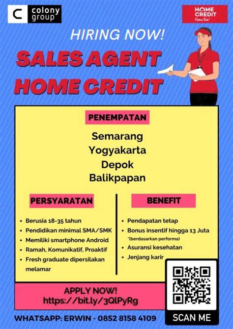 Lowongan Kerja Sales Agent Home Credit Di Colony Group Berkerja Sama