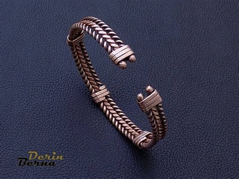 Braided Copper Cuff Men Bangle Bracelet Mens Copper Bangle Etsy