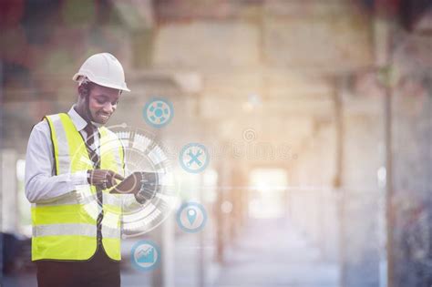 African Architects Engineer Man With Tablet Work Together In The Inside