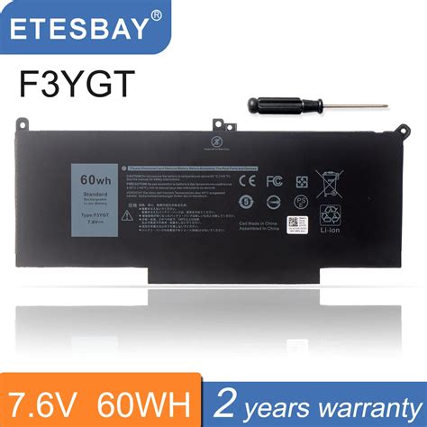 ETESBAY F3YGT DJ1J0 60WH Laptop Battery For Dell Latitude 12 13 14 7280