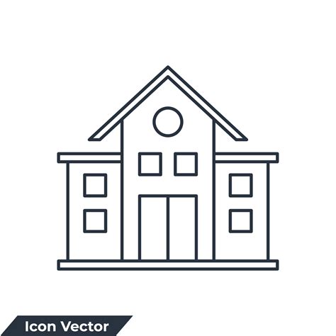 School Icon Logo Vector Illustration Building School Symbol Template