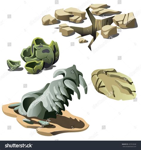 Remains Extinct Reptiles Traces Dinosaurs Isolated Stock Vector