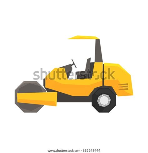 Big Yellow Road Roller Heavy Construction Stock Vector Royalty Free