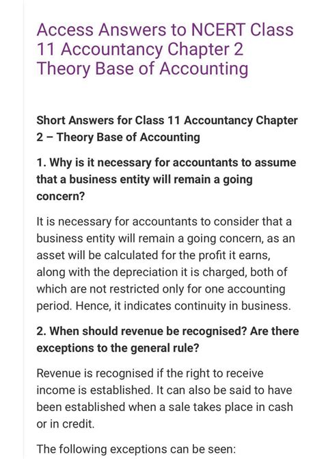 SOLUTION Ncert Solution For Class 11 Accountancy Chapter 2 Theory Base