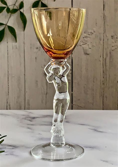 Rare Cambridge Nude Stem True Wine Glass Amber Statuesque Etsy