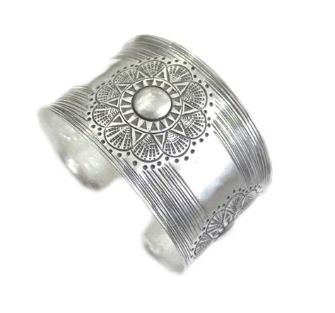 Handmade Sterling Silver Wide Cuff Braceletsun Flowers Etsy