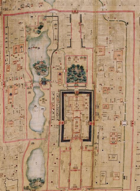 Map Of Beijing Painted On Silk The 19th Century Rare Book And