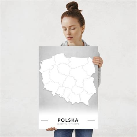 Plakat Metalowy Mapa B W Polska L MURRANO