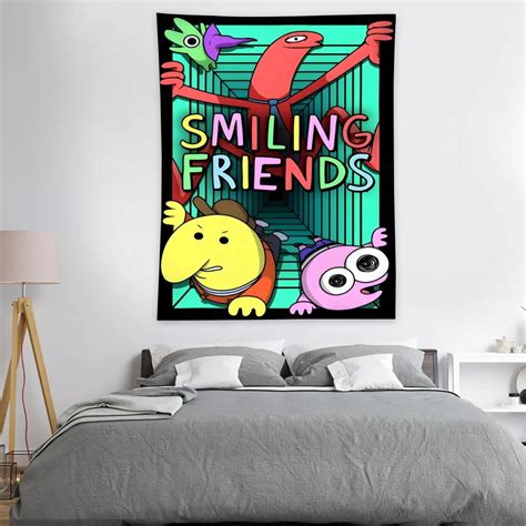 Smiling Friends Cartoon Flag Funny Tapestry Indoor Outdoor Wall Art
