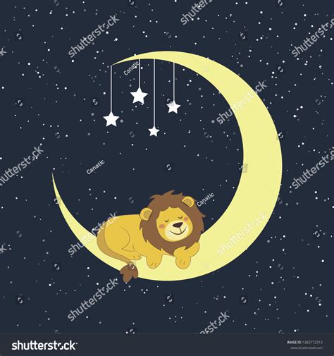 Cartoon Illustration Cute Baby Lion Sleeping Stock Illustration ...