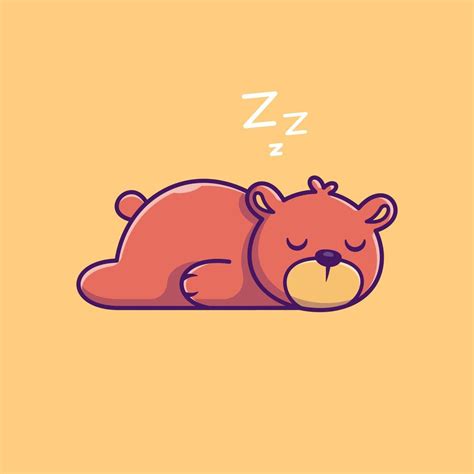 Cute Bear Sleeping Cartoon Vector Icon Illustration Animal Nature Icon