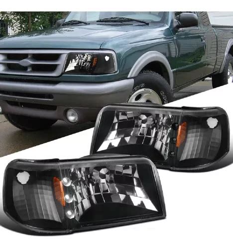 Ford Ranger 1993 1997 Juego De Faros Fondo Negro Con Leds Meses Sin