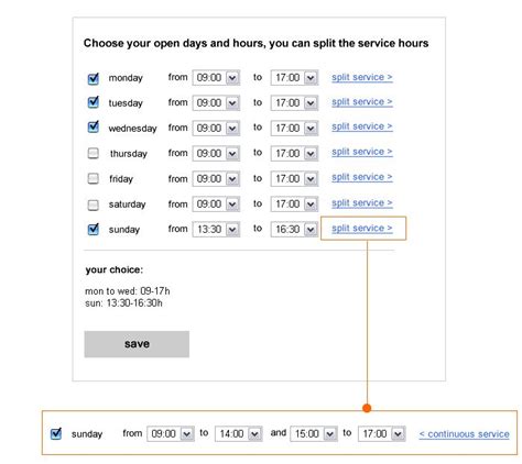 Form For Inputting Operating Hours Of A Business Interactive Design