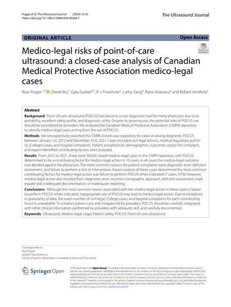 Pdf Medico Legal Risks Of Point Of Care Ultrasound A Closed Case