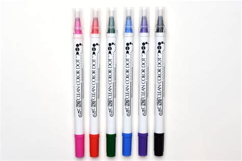 Kuretake Zig Clean Color Dot Marker 6 Basic Colors Set Yoseka Stationery