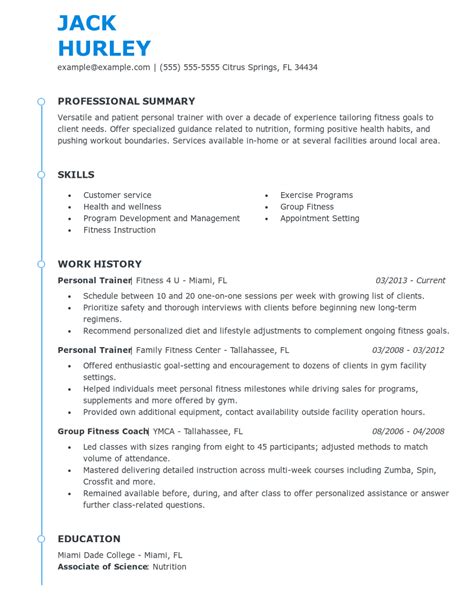 Fitness Trainer Resume Example Labb By Ag