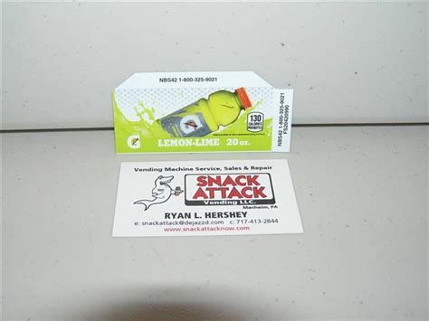 1 Lemon Lime Gatorade 20oz Bottle Vending Label Snack Attack