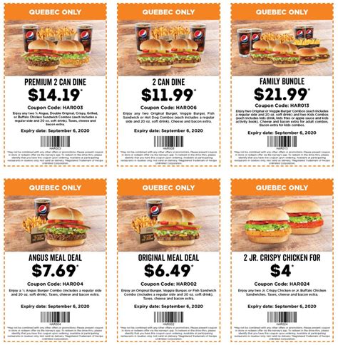 Harvey’s Canada Coupons (Quebec): Until September 6