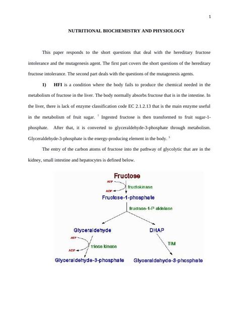 Hereditary Fructose Intolerance And Mutagenesis Agents Nutritional