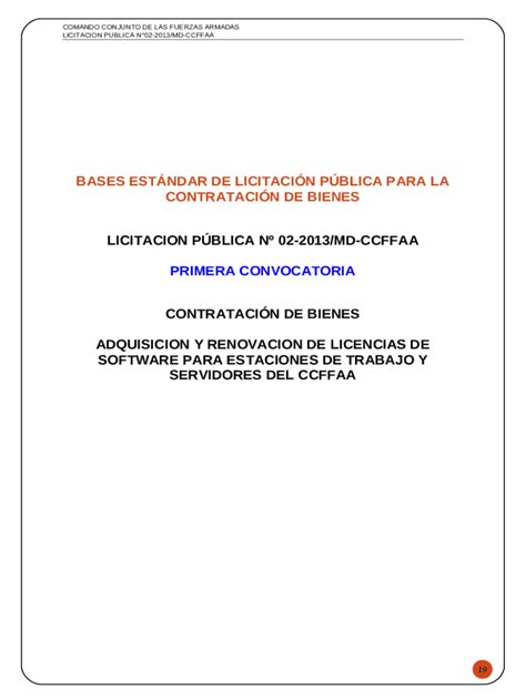 Bases Estndar De Licitacin Pblica Para La Contratacin De Bienes Doc