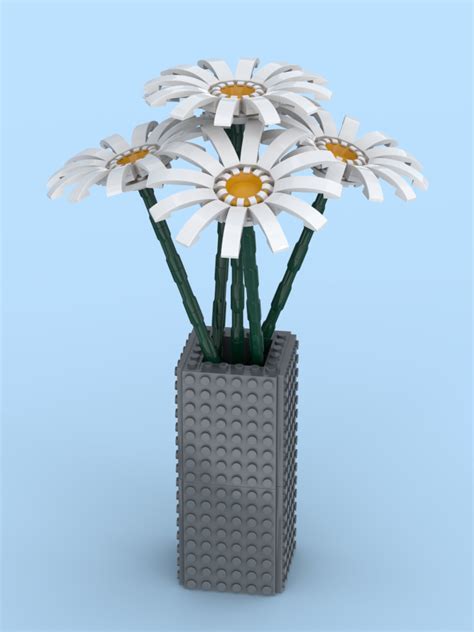 LEGO MOC Five Daisies in a Simple Vase by Ben_Stephenson | Rebrickable - Build with LEGO