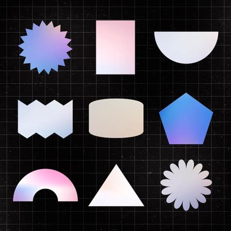 Geometrische Vorm Sticker Holografische Pastel Kleur Platte Clipart