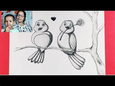 How To Draw Two Bird In Love By Pencil Sketch Youtube