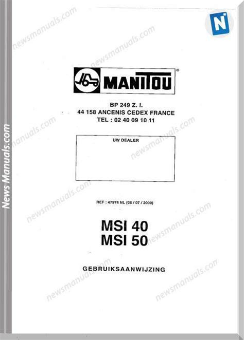 Manitou Forklift Msi 40 50 47974Nl Parts Manual Forklift Msi