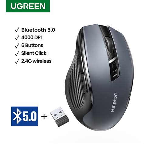 UGREEN Wireless Mouse Ergonomic Mouse 5 Level 4000 DPI 6 Buttons 2 4G