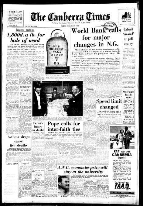 Times Past December 4 1964 The Canberra Times Canberra Act