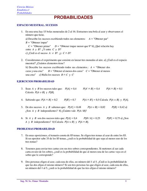 ejercicios de probabilidades para el examen 2021 Ciencias Básicas