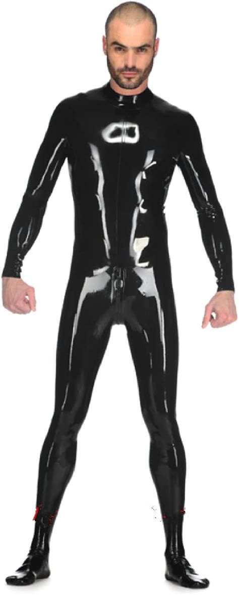 Wjdt Handgemachte Schwarze Herren Ganzkörper Latex Enger Overall Gummi