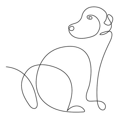 Animal de compagnie de chien dessin d art continu d une ligne et icône