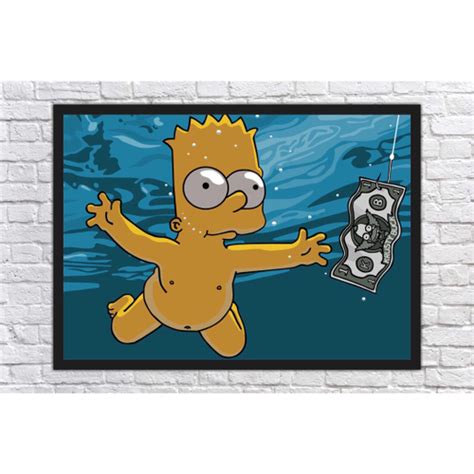 Quadro Desenho Simpsons Bart Nirvana Nevermind Moldura No Shoptime