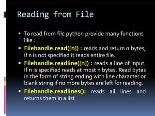 FILE HANDLING In Python To Understand Basic Operations PPT